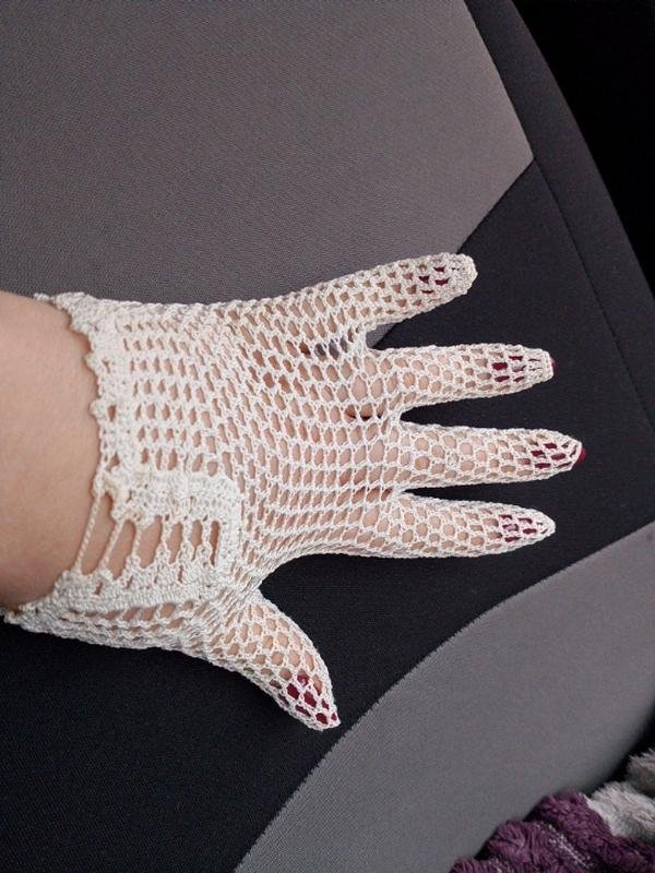 Women American Vintage Gloves White Knit 6