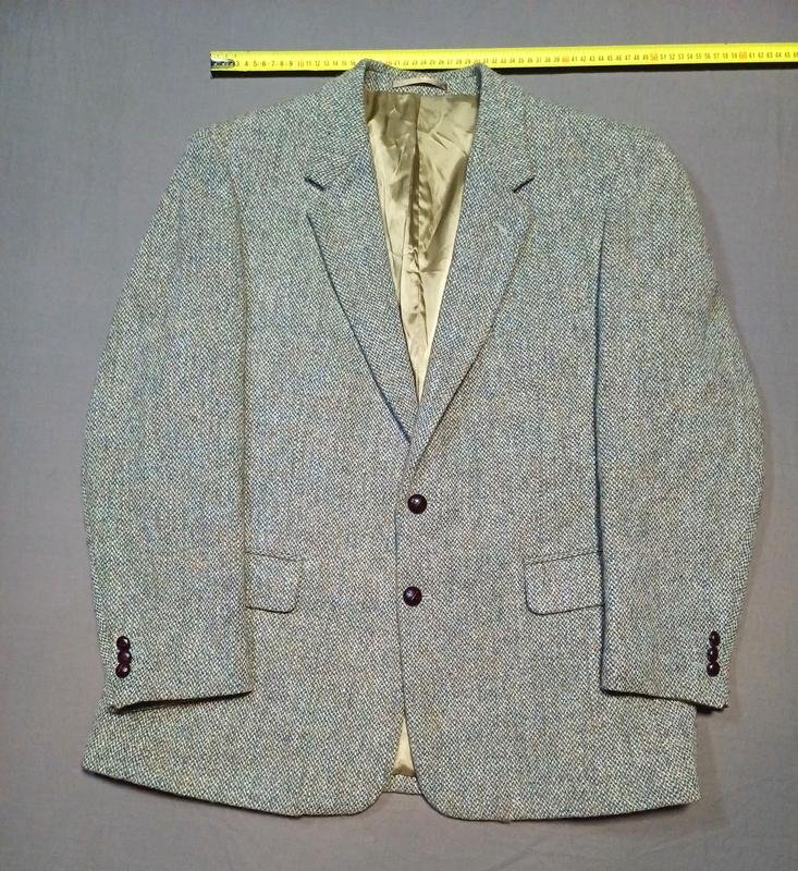 Men Harris Tweed Blazer Silver Wool 42