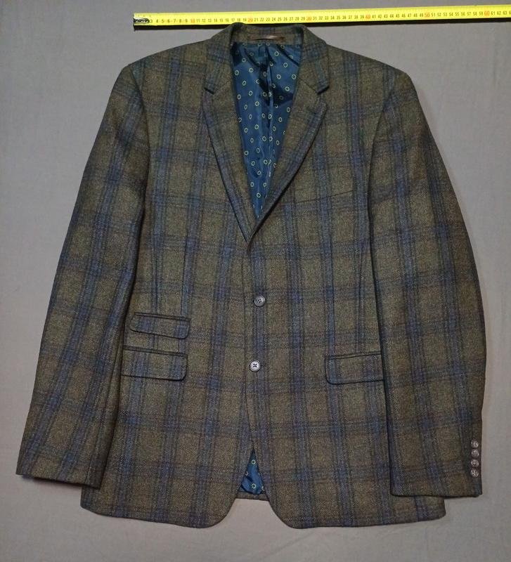 Men Harris Tweed Blazer Navy Wool 42 / XL / 50