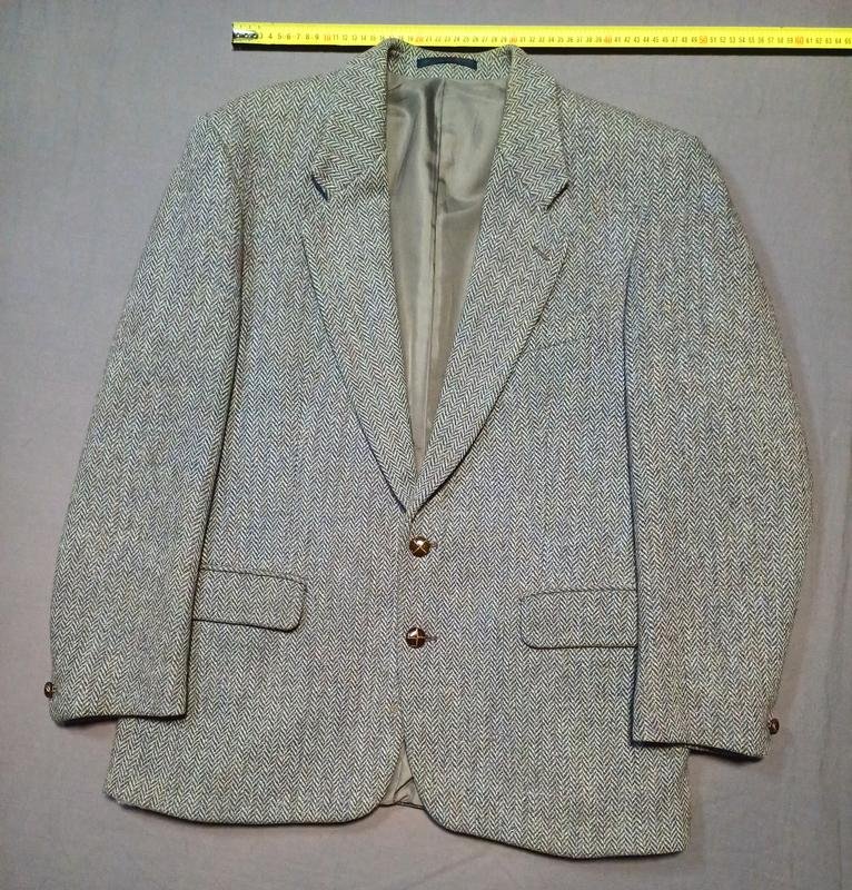 Men Harris Tweed Blazer Brown Wool 42 / XL / 50