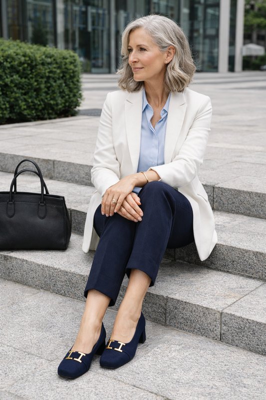 Femme Vero Cuoio Mocassins Bleu Marine 39