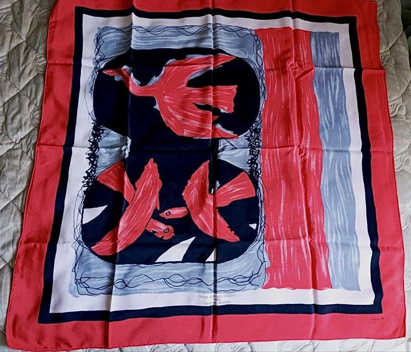 Femme American Vintage Écharpe Rouge Soie