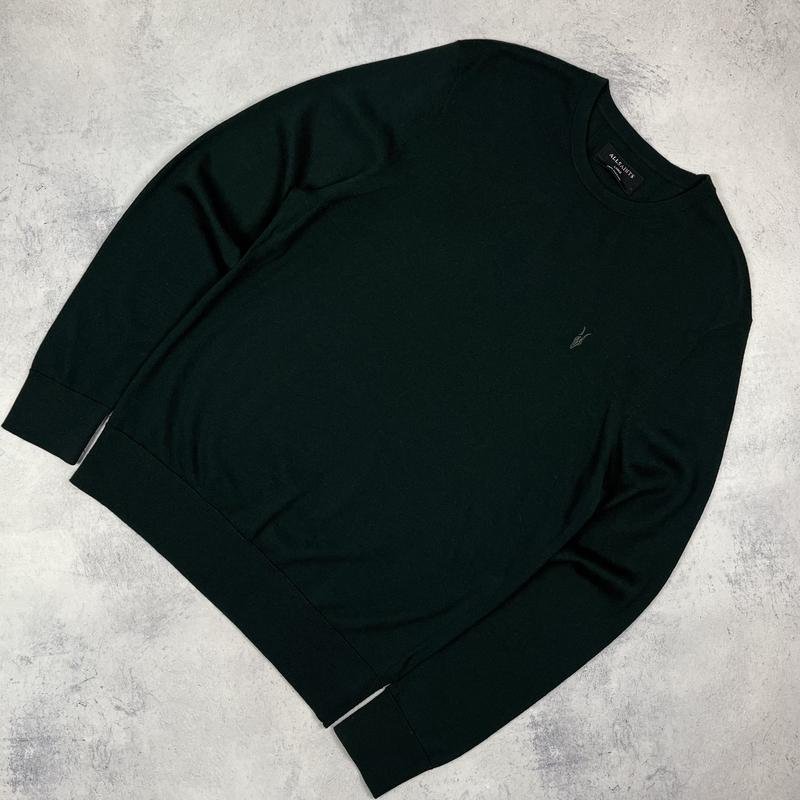 Herren AllSaints Pullover Grün Merinowolle 40 /L /