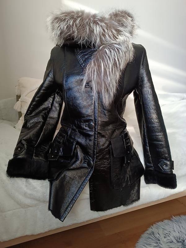 Damen Roma Roy Mantel Schwarz Fell S