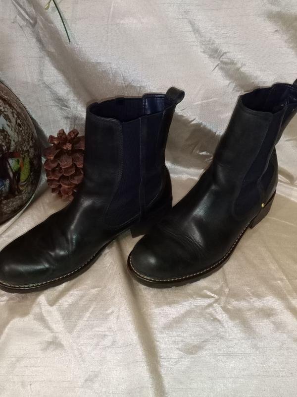 Женские Clarks Челси Ботинки Темно-синие Кожа 39.5