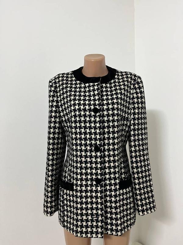Women Vintage Blazer Black Wool 38
