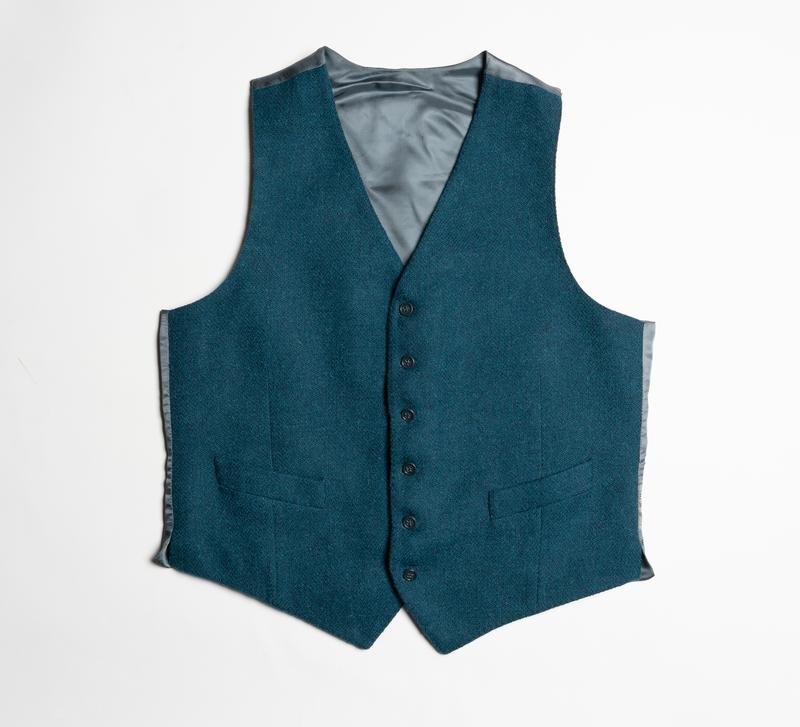 Uomo Harris Tweed Gilet Blu Navy Lana L