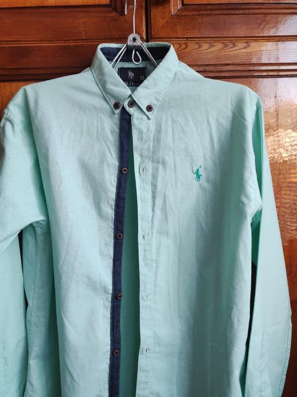 Men Polo by SH Shirt Turquoise Cotton 42 / XL / 50