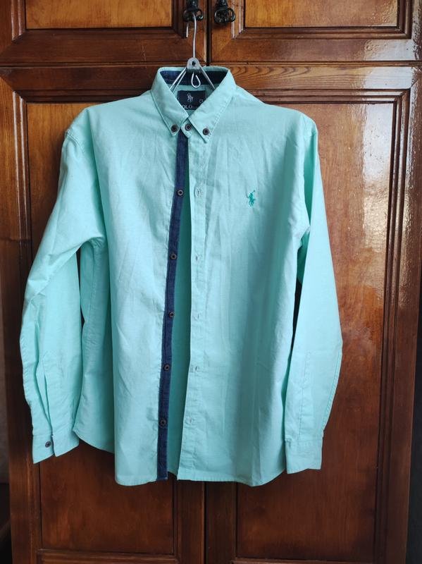 Men Polo by SH Shirt Turquoise Cotton 42 / XL / 50