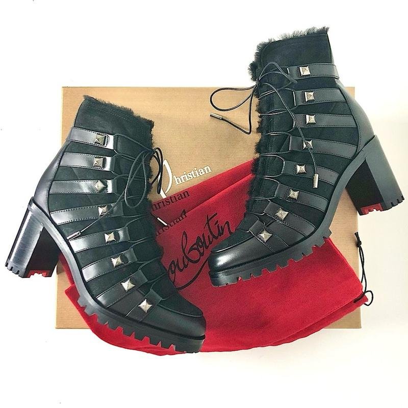 Donna Christian Louboutin Stivali Neri Camoscio 39