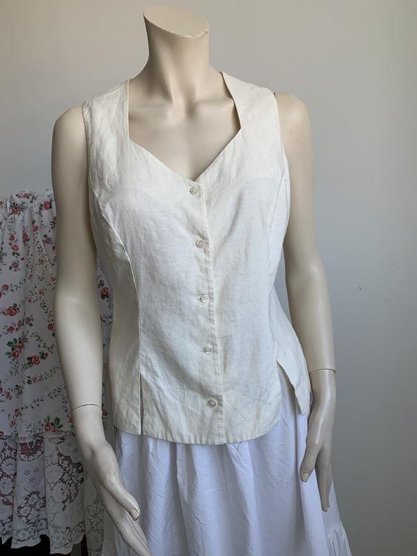 Donna Laura Ashley Camicia Beige Lino 38 / M / 46