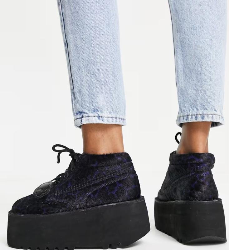 Homme Kickers Bottes Violet Cuir 46