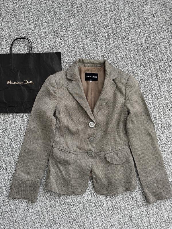 Женский Giorgio Armani Пиджак Бежевый Лен 36 / S /