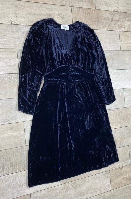 Women Ba&sh Dress Navy Velvet 40 / L / 48