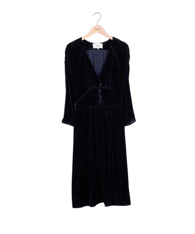 Women Ba&sh Dress Navy Velvet 40 / L / 48