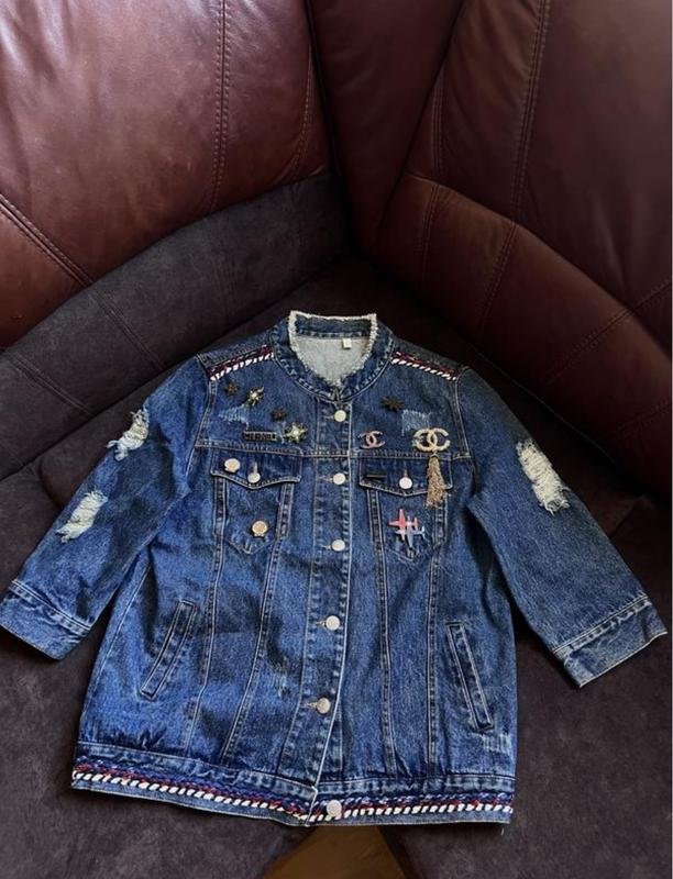 Women CHANEL Jacket Navy Cotton 36 / S / 44