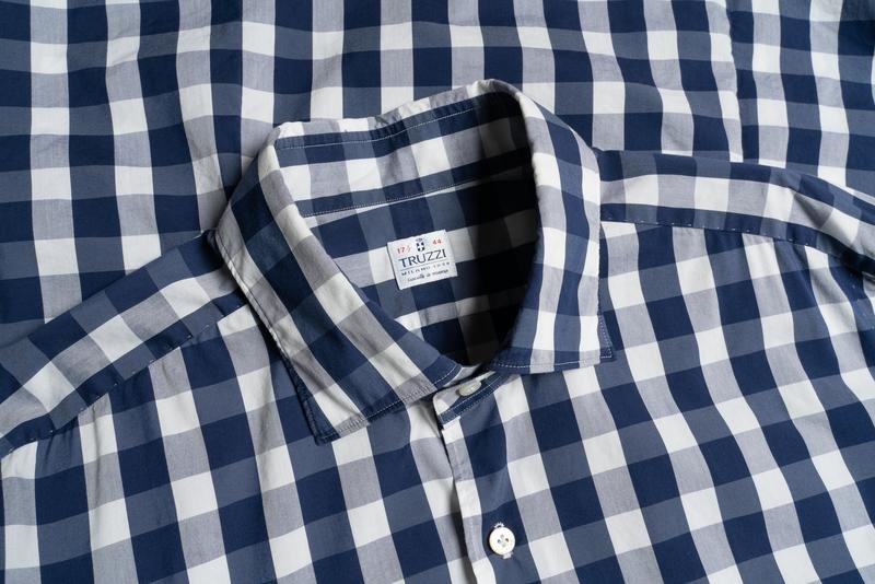 Men Isaia Napoli Shirt Navy Cotton 42 / XL / 50