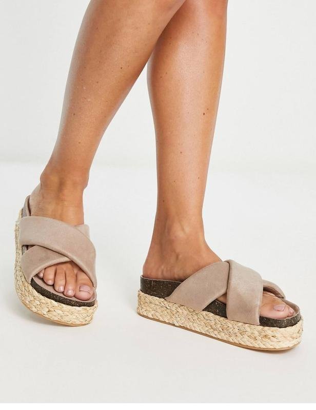 Donna Pull&Bear Sandali Marrone Suede Sintetico 38