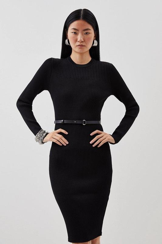 Damen Karen Millen Kleid Schwarz Polyamid 36