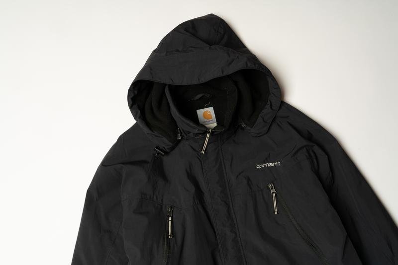 Men Carhartt Jacket Black Fleece Nylon 42 / XL /