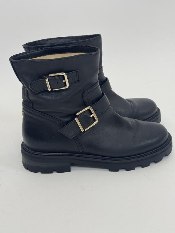 Damen Jimmy Choo Stiefel Schwarz Leder 39,5