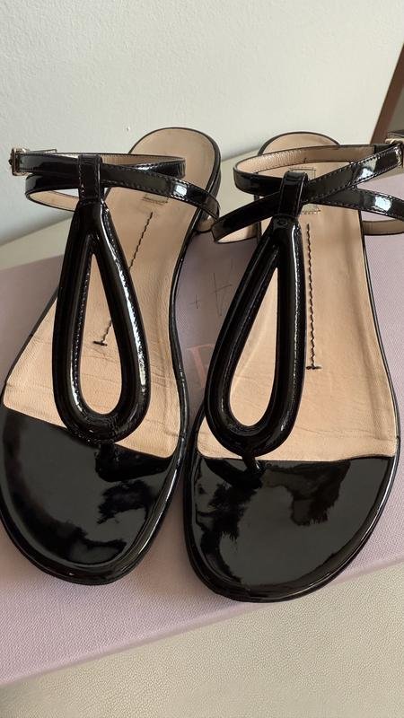 Women Furla Sandals Black Leather 35.5