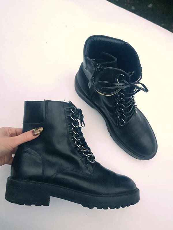 Women ZARA Boots Black Leather 39