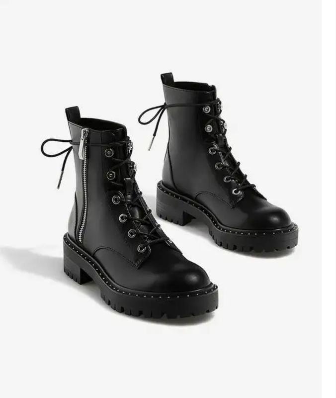 Женские Stradivarius Ботинки Чёрный Искусственная