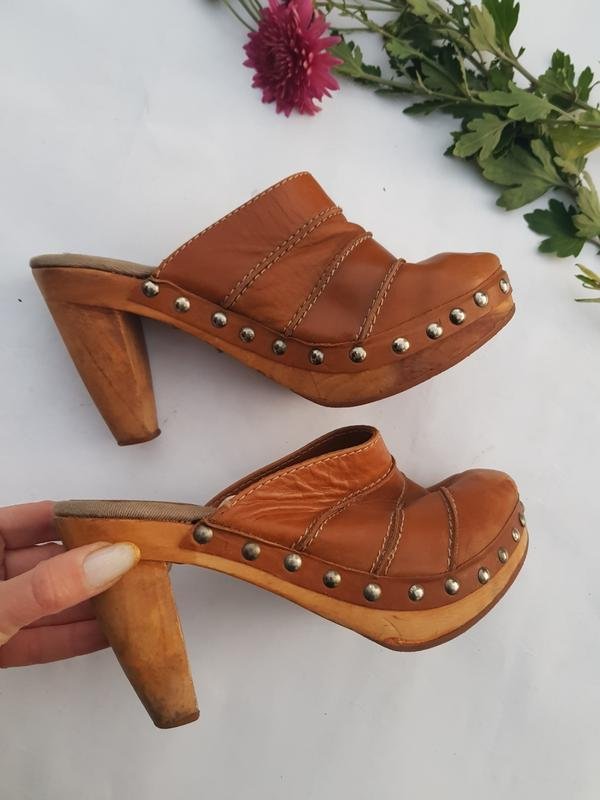 Женские ZARA Сабо Коричневый Кожа 37