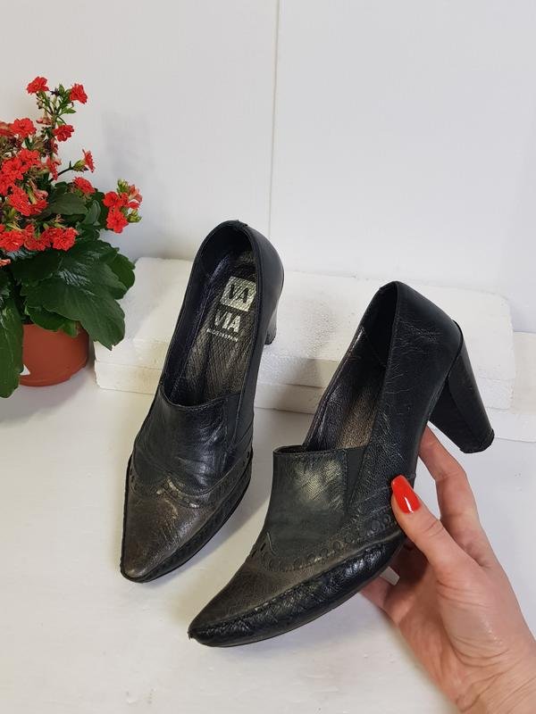 Donna Vero Cuoio Tacchi Nero Pelle 39
