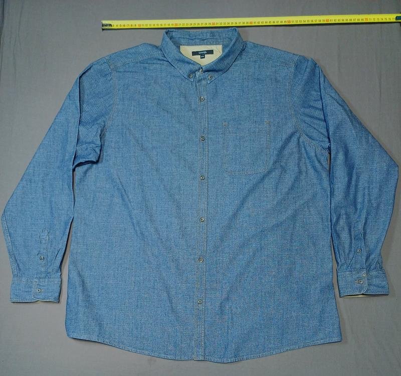 Мужской George Рубашка Тёмно-синий Джинс 44 / XXL