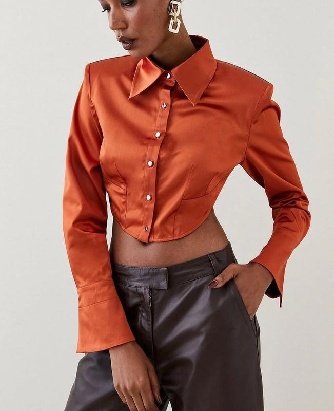 Damen Karen Millen Hemd Senfgelb Baumwolle 42 / XL