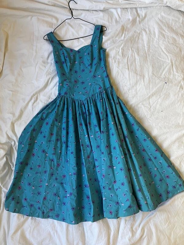 Donna Laura Ashley Abito Blu Navy Cotone 34