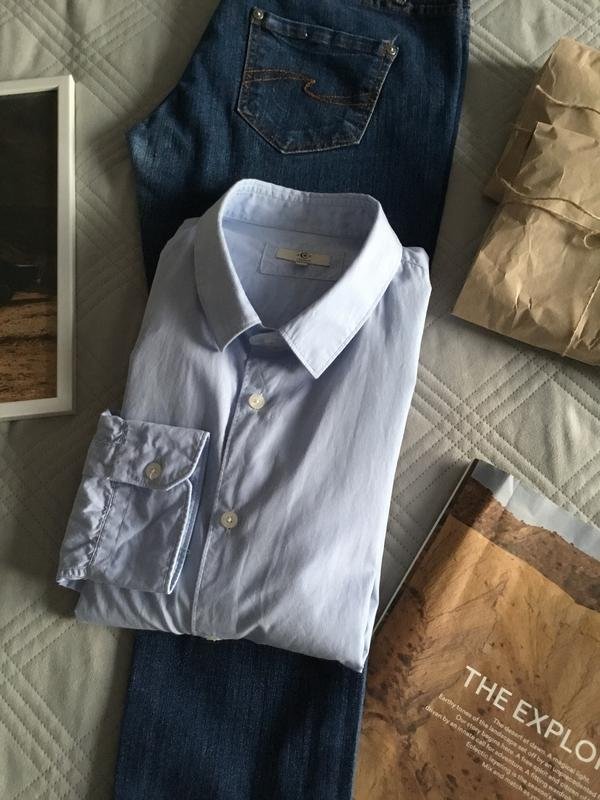 Мужской Cerruti Рубашка Голубой Хлопок 44 / XXL /