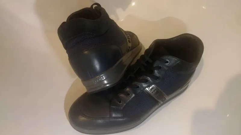 Мужские Dirk Bikkembergs Ботинки Тёмно-синие Кожа