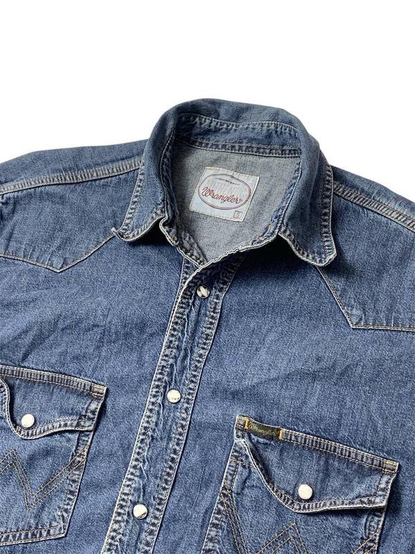 Мужской Wrangler Рубашка Тёмно-синий Деним 36 / S