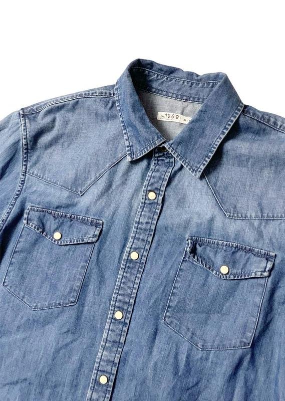 Men GAP Shirt Navy Denim 42 / XL / 50