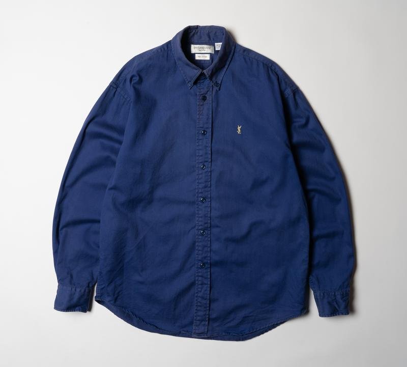 Uomo Yves Saint Laurent Camicia Blu Navy Cotone 38