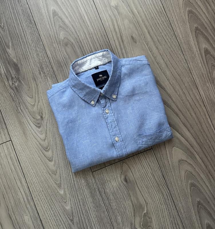 Uomo Paul Kehl Camicia Blu Lino 38 / M / 46