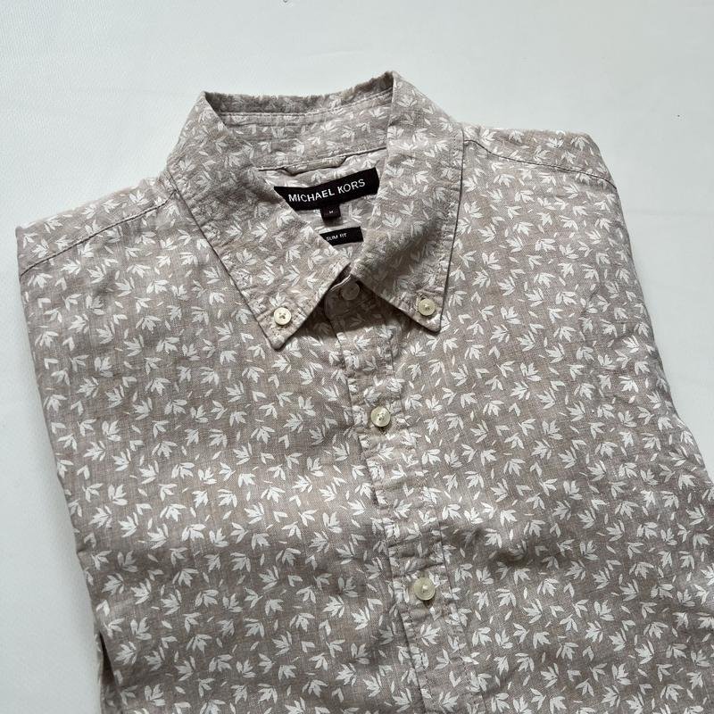 Мужской Michael Kors Рубашка Бежевый Лен 38 / M /