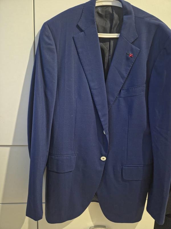 Men Isaia Napoli Blazer Navy Wool 50