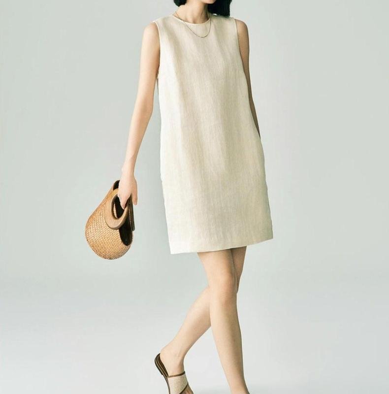 Damen Blumarine Kleid Beige Leinen 38 / M / 46