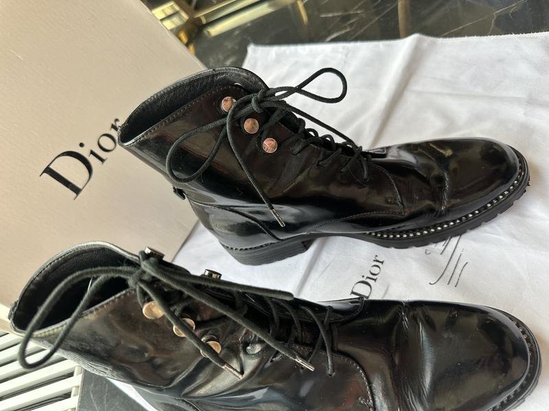 Donna Christian Dior Stivali Neri Pelle 38