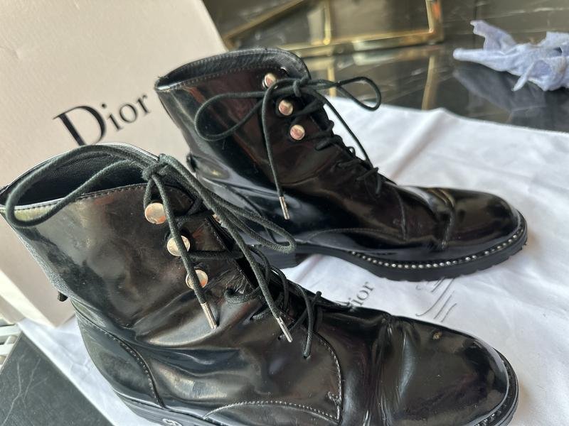 Donna Christian Dior Stivali Neri Pelle 38