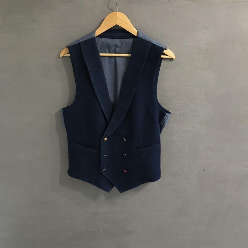 Men Boggi Milano Vest Navy Wool Blend 38 / M / 46