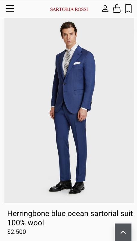 Men Sartoria Rossi Suit Navy Wool 36 / S / 44