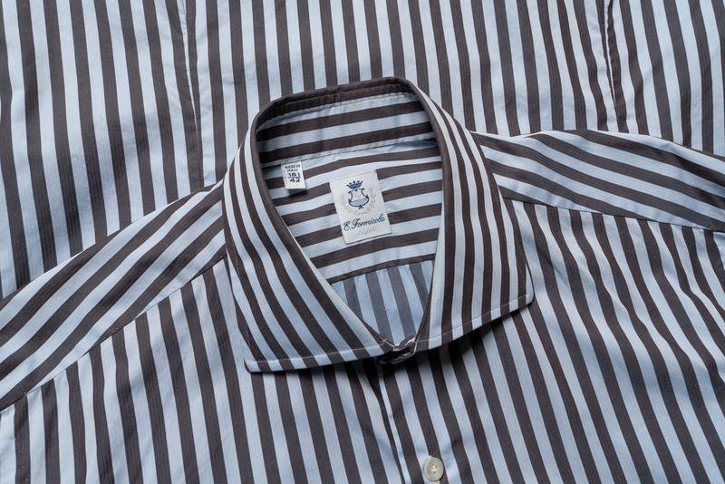 Men Isaia Napoli Shirt Brown Cotton 40 /L / 48