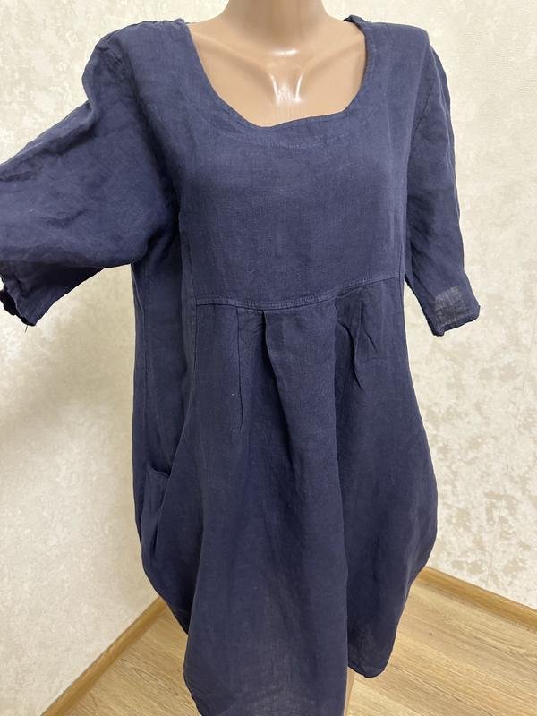 Femme Luca Vanucci Robe Bleu Marine Lin 40 / L /
