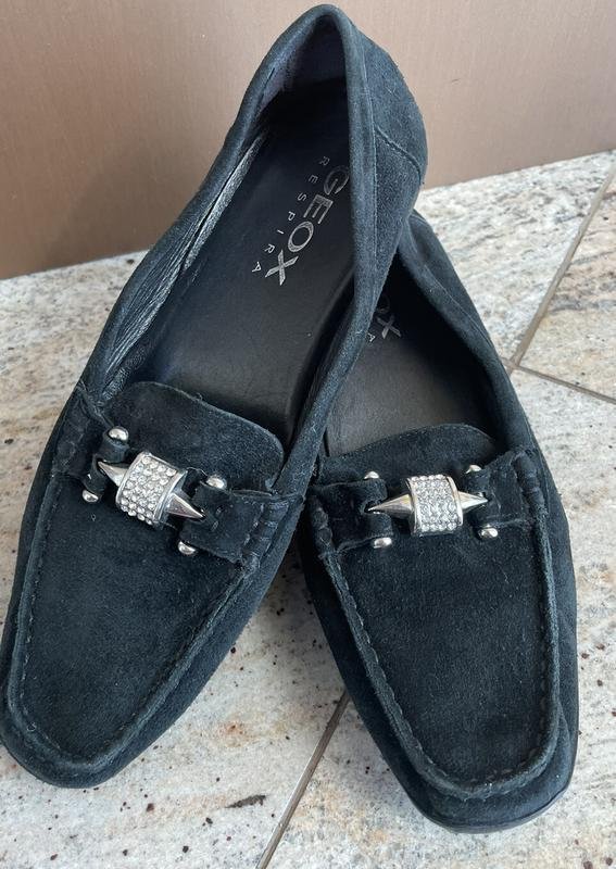 Women Geox Loafers Black Suede 40