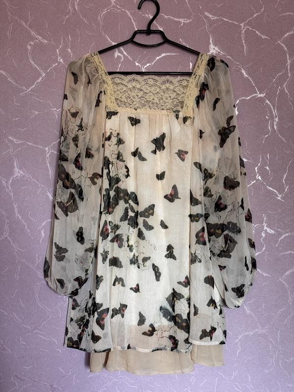 Женское Armani Exchange Платье Бежевый Шифон 38 /